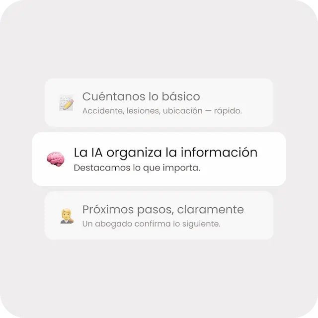 Cuéntanos lo básico, La IA organiza la información, Próximos pasos claramente